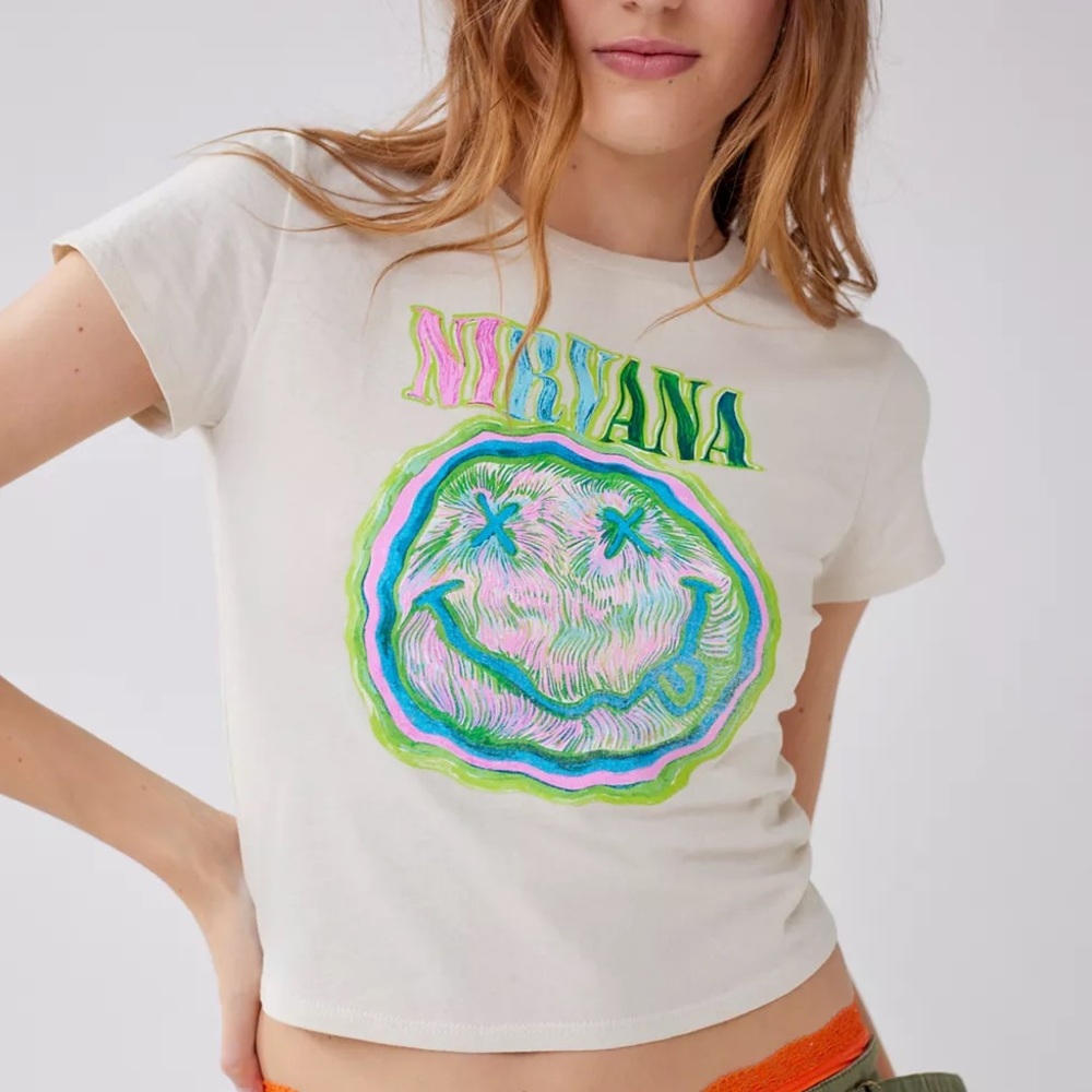 Urban Outfitters Nirvana I’m So Happy Baby Tee